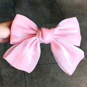Coquette Shimmer Hair Bow Clip Pink